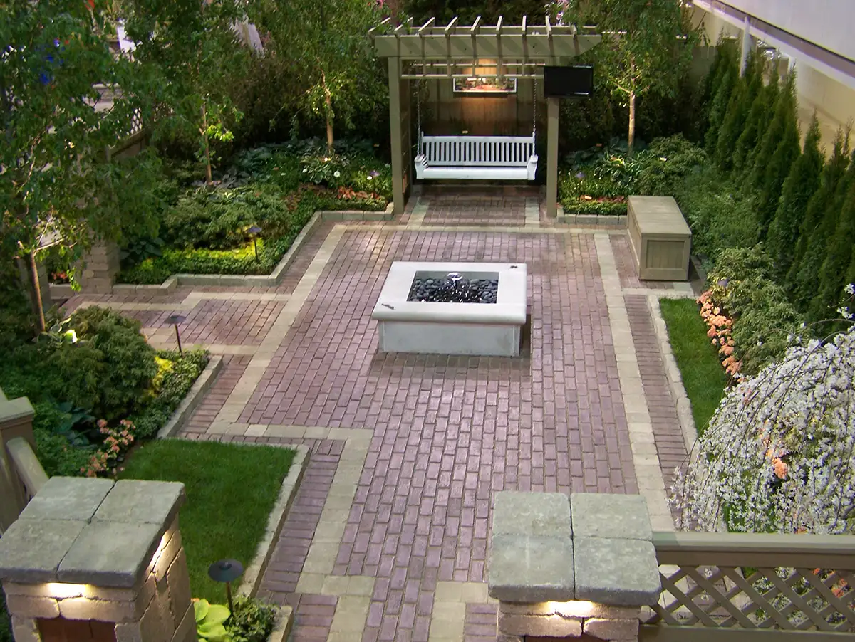 German village 12 large courtyard with firepit by Riepenhoff Landscape