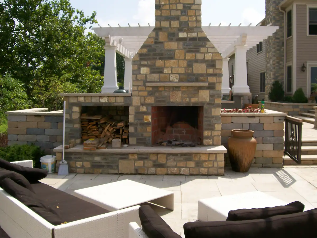 Homewood fireplace stone fireplace by Riepenhoff Landscape