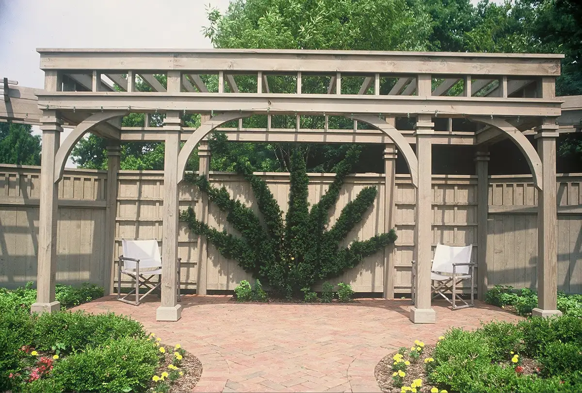 arbor and espalier custom pergola and patio by Riepenhoff Landscape