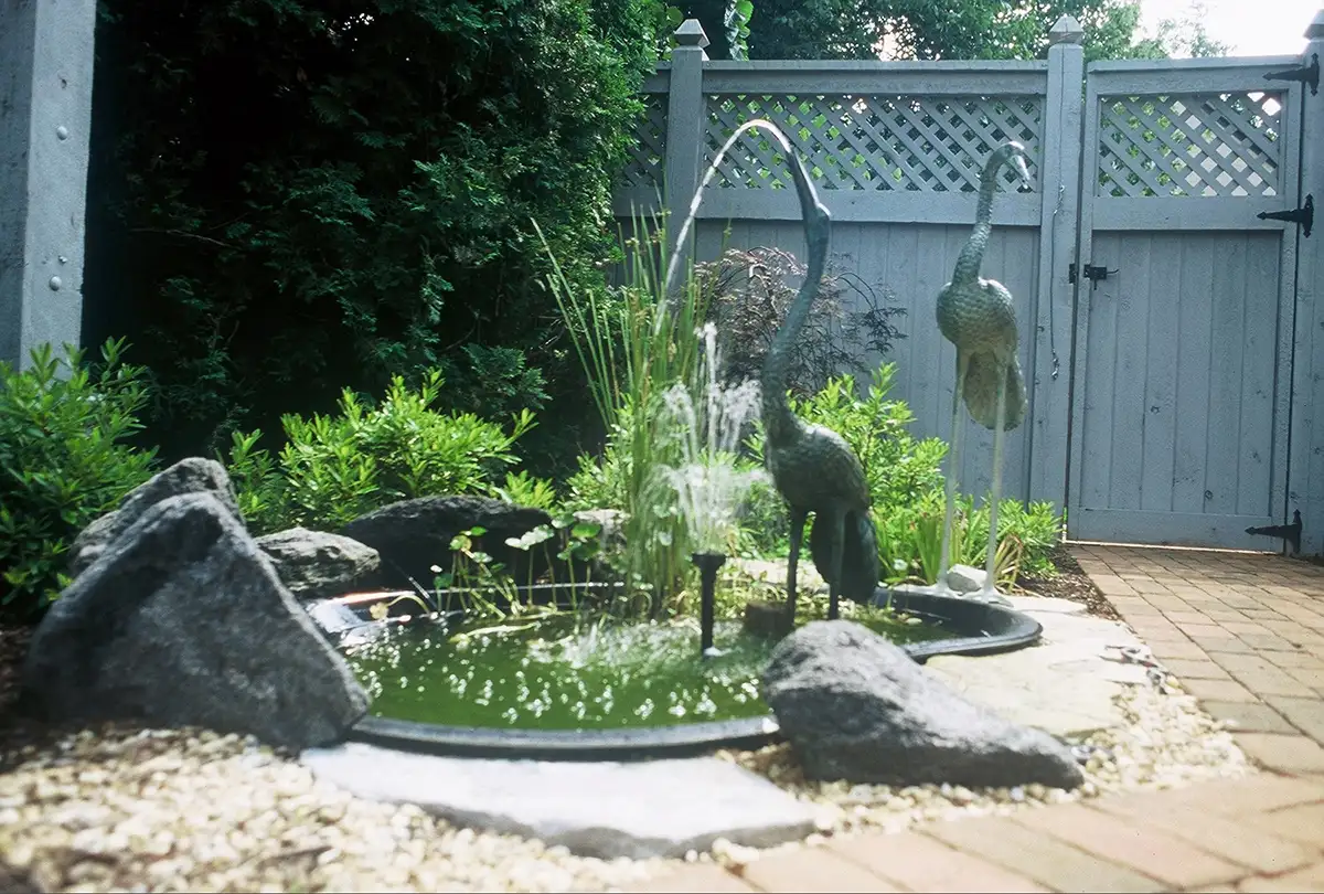 cranes landscaping with water feature by Riepenhoff Landscape