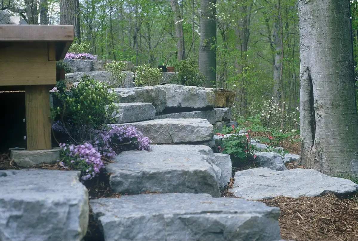 slabs stone landscaping by Riepenhoff Landscape